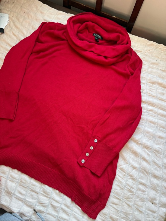 Lauren Ralph Lauren Sweaters - Lauren Ralph Lauren Red Cowl Neck Sweater with Button Cuffs